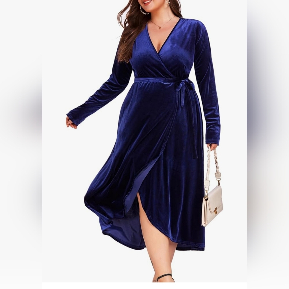 WOMEN'S VELVET WRAP DRESS